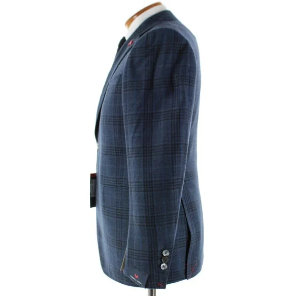 Cardinal of Canada NWT Wool Sport Coat Size 38S US In Blue & Black Plaid